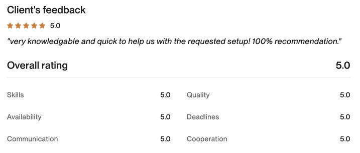 Upwork client feedback 1
