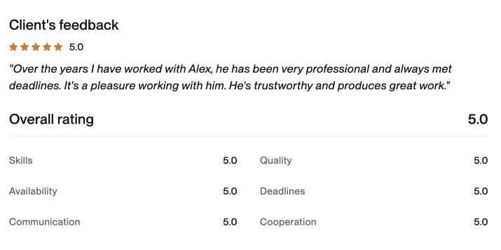 Upwork client feedback 11