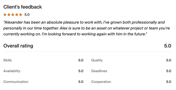 Upwork client feedback 13