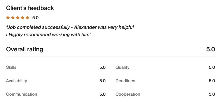 Upwork client feedback 14