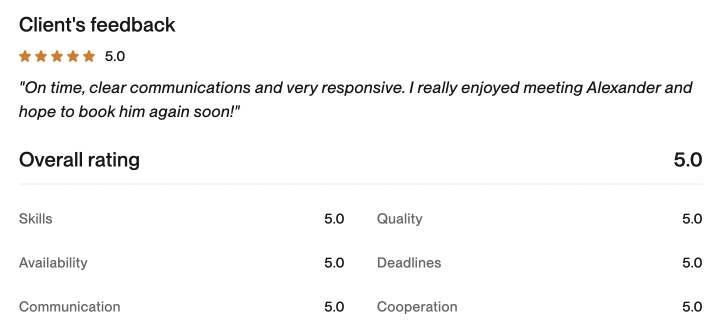 Upwork client feedback 17
