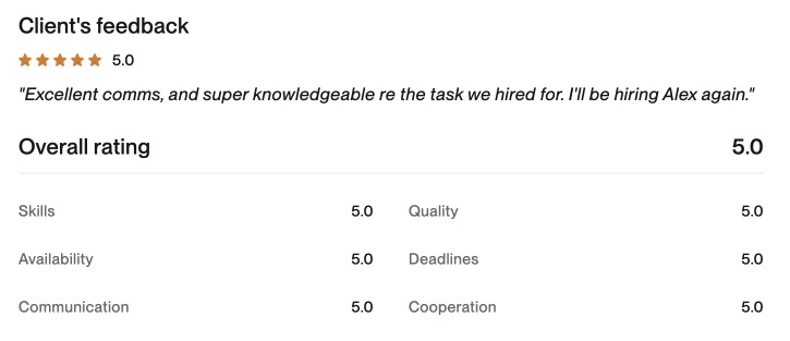 Upwork client feedback 18