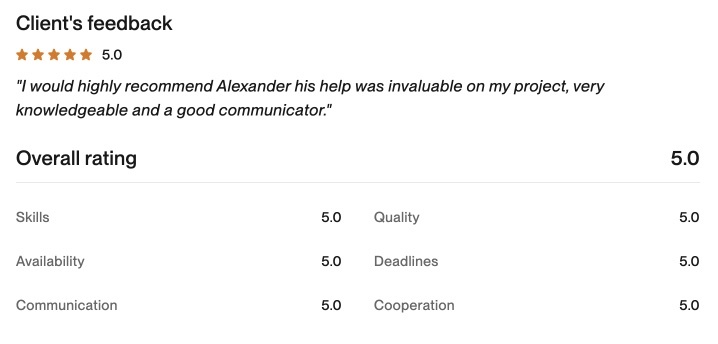 Upwork client feedback 23