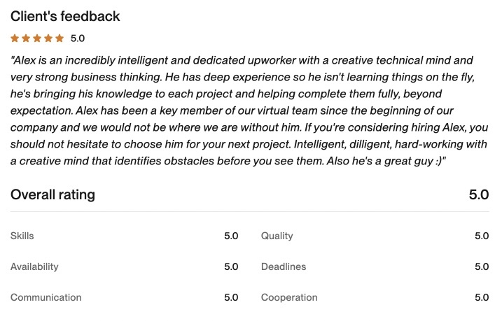 Upwork client feedback 24