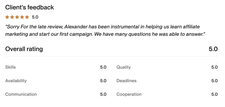 Upwork client feedback 4
