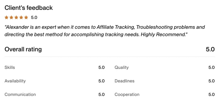 Upwork client feedback 5