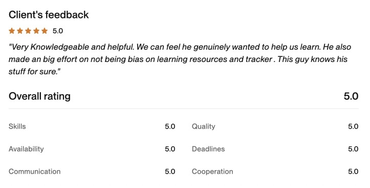 Upwork client feedback 6