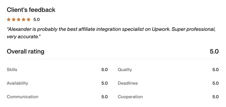 Upwork client feedback 8