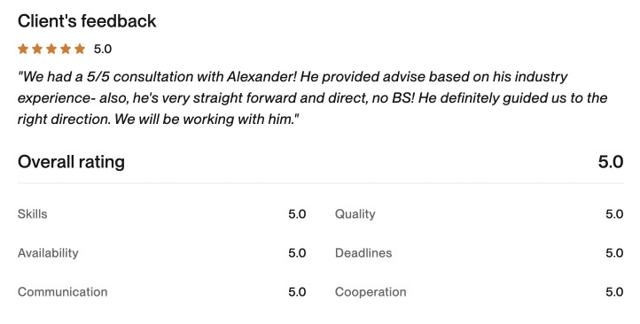 Upwork client feedback 9